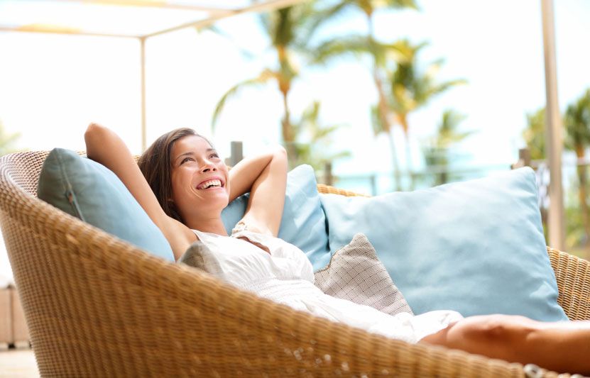 Person Lying in Chair Laughing Person Lying in Chair Laughing
